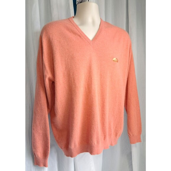Peter Scott Men’s Scottish Wool Angora V Neck Sweater Size 44 Large Salmon - Picture 1 of 8